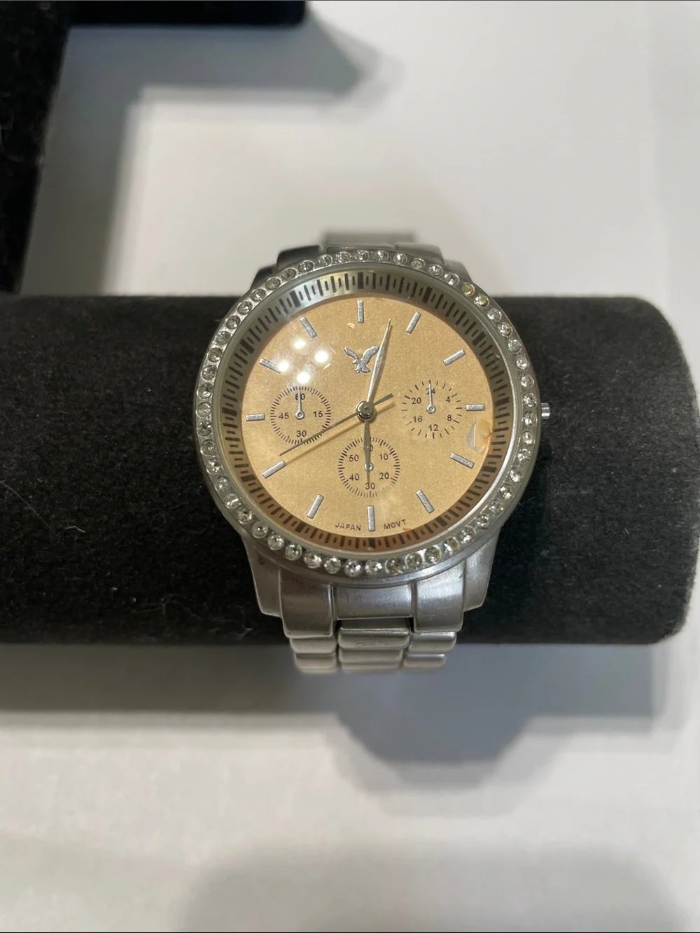 American Eagle Outfitters Men's Silver Watch with Gold Dial. Needs Battery.